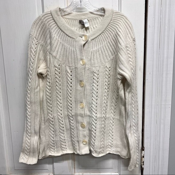 J. Jill angora rabbit fur button down sweater cardigan women's medium super soft - Picture 1 of 5